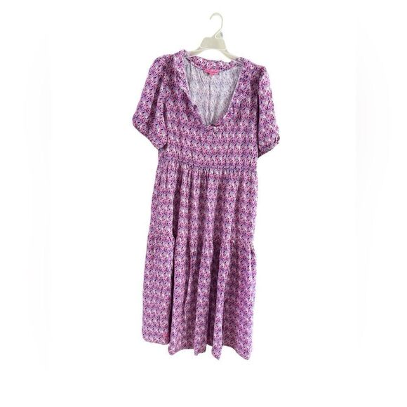 Simply Southern Collection Large Pink and Blue Paisley Dress - Picture 2 of 9